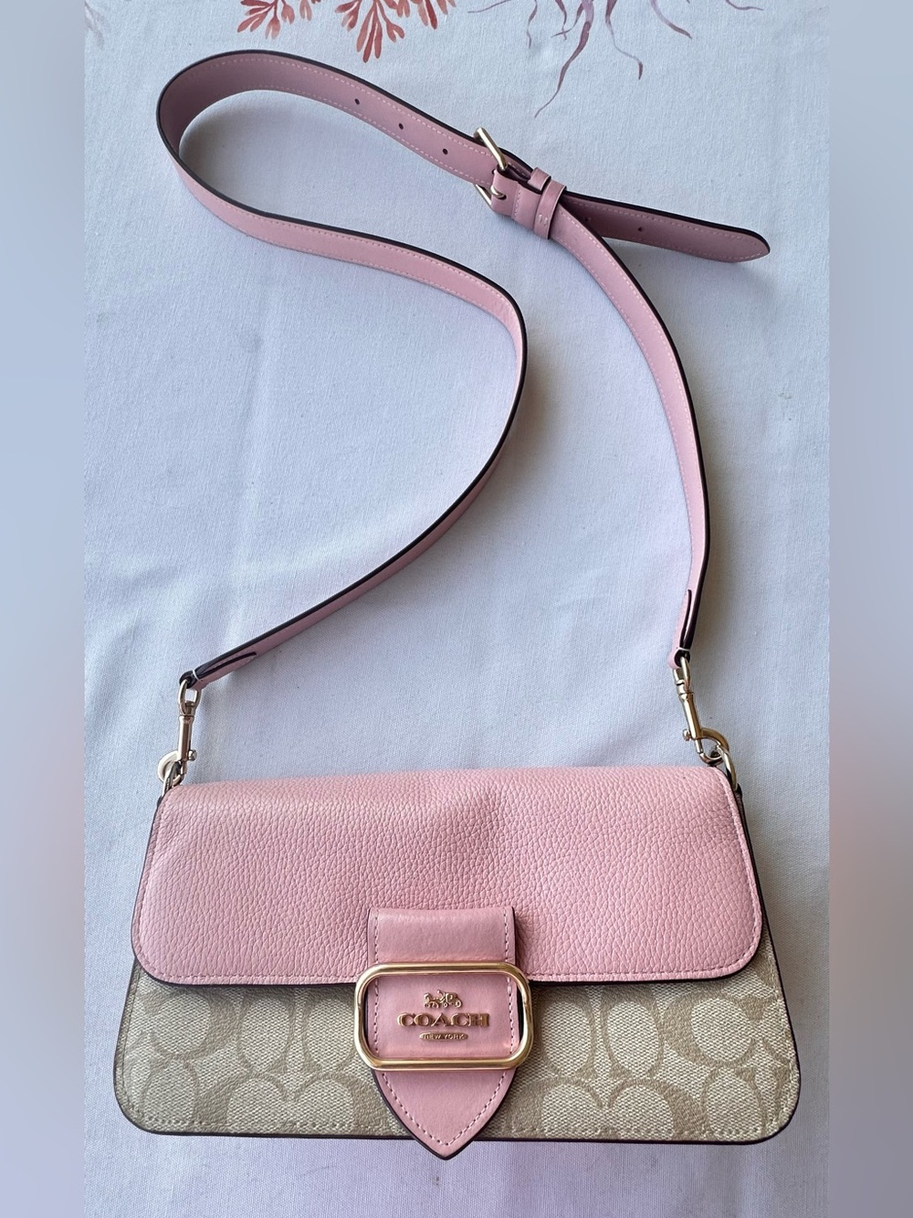 Coach Pink Leather & Signature Canvas Crossbody Bag
